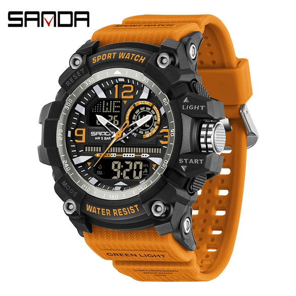 Multifunctional Sports Watch Abs Case Acrylic Mirror Tpu Strap Round Dial Student Style
