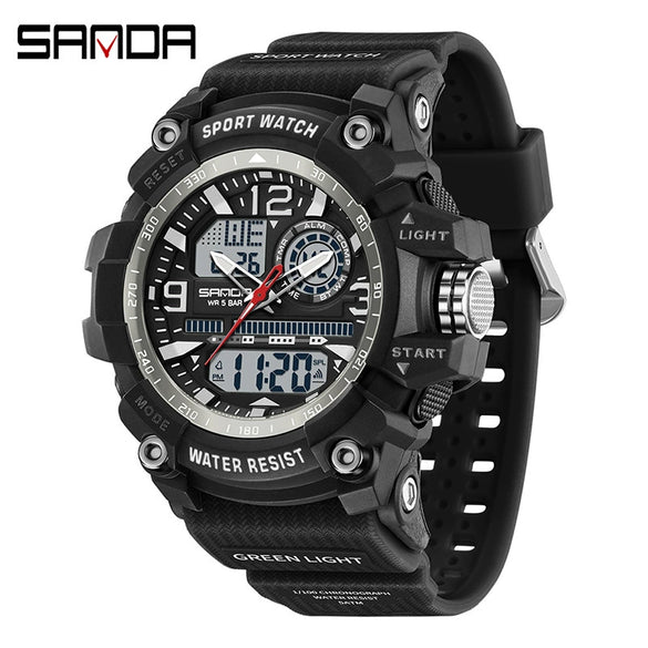 Multifunctional Sports Watch Abs Case Acrylic Mirror Tpu Strap Round Dial Student Style