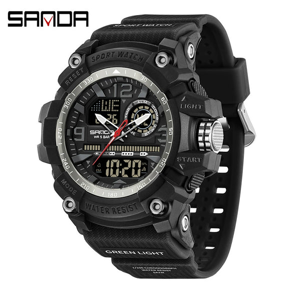 Multifunctional Sports Watch Abs Case Acrylic Mirror Tpu Strap Round Dial Student Style
