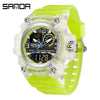 Multifunctional Sports Watch Abs Case Acrylic Mirror Tpu Strap Round Dial Student Style