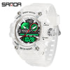 Multifunctional Sports Watch Abs Case Acrylic Mirror Tpu Strap Round Dial Student Style