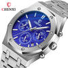 Multifunctional Sports Watch Men's Alloy Case Stainless Steel Band Octagon Dial Waterproof Quartz Watch