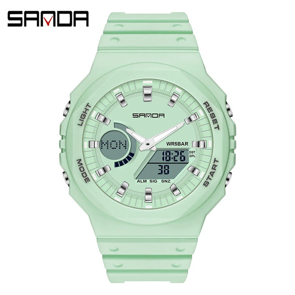 Multifunctional Sports Waterproof Electronic Watch Tpu Strap Abs Case Mineral Reinforced Glass Mirror Round Dial Universal Fashion