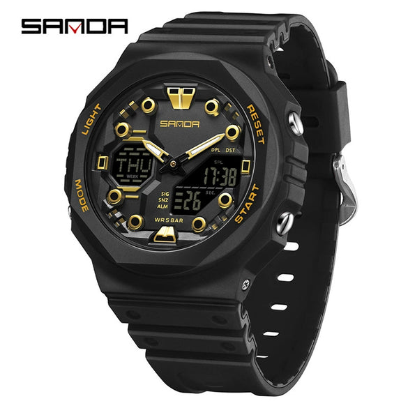 Multifunctional Sports Waterproof Electronic Watch Tpu Strap Abs Case Mineral Reinforced Glass Mirror Round Dial Universal Fashion