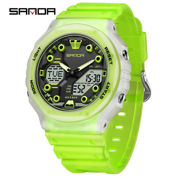 Multifunctional Sports Waterproof Electronic Watch Tpu Strap Abs Case Mineral Reinforced Glass Mirror Round Dial Universal Fashion