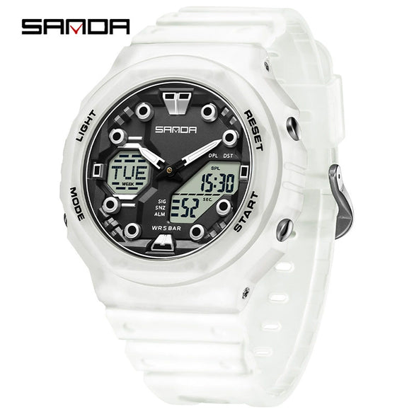 Multifunctional Sports Waterproof Electronic Watch Tpu Strap Abs Case Mineral Reinforced Glass Mirror Round Dial Universal Fashion