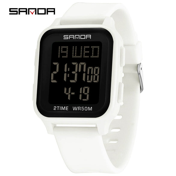 Multifunctional Square Electronic Watch For Junior High School Students Acrylic Mirror Tpu Strap Abs Case