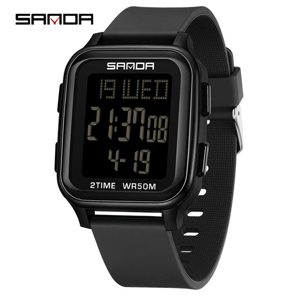 Multifunctional Square Electronic Watch For Junior High School Students Acrylic Mirror Tpu Strap Abs Case