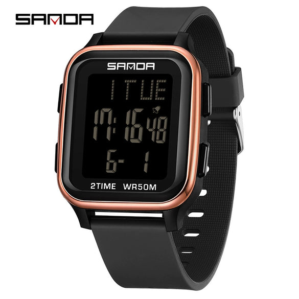 Multifunctional Square Electronic Watch For Junior High School Students Acrylic Mirror Tpu Strap Abs Case