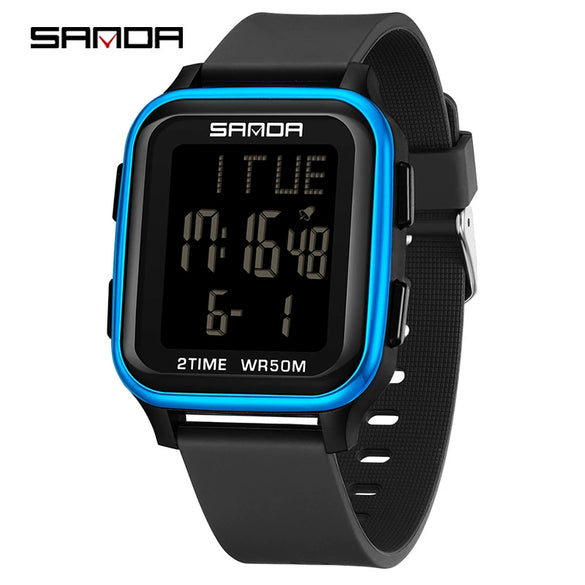Multifunctional Square Electronic Watch For Junior High School Students Acrylic Mirror Tpu Strap Abs Case