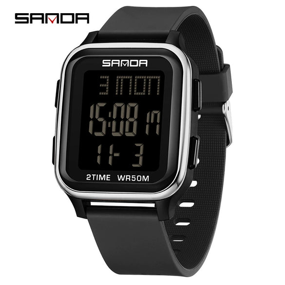 Multifunctional Square Electronic Watch For Junior High School Students Acrylic Mirror Tpu Strap Abs Case