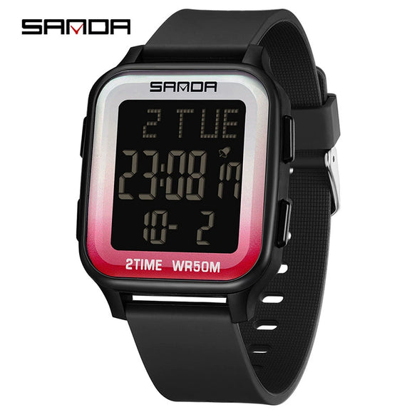 Multifunctional Square Electronic Watch For Junior High School Students Acrylic Mirror Tpu Strap Abs Case