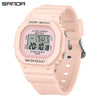 Multifunctional Square Student Watch Tpu Strap Abs Case Acrylic Mirror Waterproof Luminous Casual Sports Fashion Style