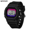 Multifunctional Square Student Watch Tpu Strap Abs Case Acrylic Mirror Waterproof Luminous Casual Sports Fashion Style