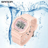 Multifunctional Square Student Watch Tpu Strap Abs Case Acrylic Mirror Waterproof Luminous Casual Sports Fashion Style