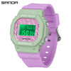 Multifunctional Square Student Watch Tpu Strap Abs Case Acrylic Mirror Waterproof Luminous Casual Sports Fashion Style