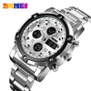 Multifunctional Stainless Steel Belt Waterproof Men's Leisure Square Dial Double Luminous Chronograph Sports Electronic Watch