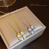 Multifunctional Twowear Love Fourleaf Clover Necklace For Women Titanium Steel Geometric Design