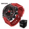 Multifunctional Waterproof Electronic Sports Watch Metal Case Plastic Mirror Silicone Strap Round Dial