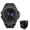 Multifunctional Waterproof Electronic Sports Watch Metal Case Plastic Mirror Silicone Strap Round Dial
