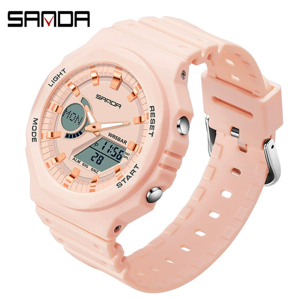 Multifunctional Waterproof Electronic Watch For Senior High School Students Abs Case Tpu Strap Acrylic Mirror Round Dial