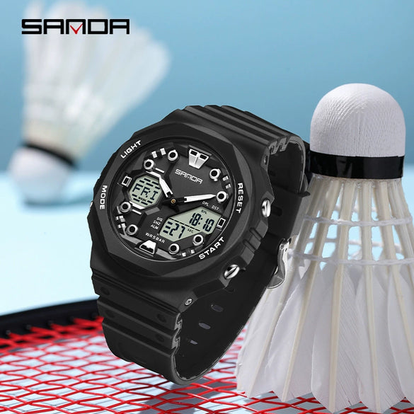 Multifunctional Waterproof Electronic Watch For Senior High School Students Abs Case Tpu Strap Acrylic Mirror Round Dial