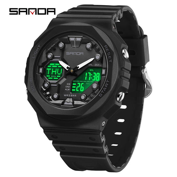 Multifunctional Waterproof Electronic Watch For Senior High School Students Abs Case Tpu Strap Acrylic Mirror Round Dial