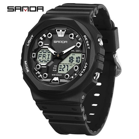 Multifunctional Waterproof Electronic Watch For Senior High School Students Abs Case Tpu Strap Acrylic Mirror Round Dial