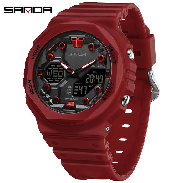 Multifunctional Waterproof Electronic Watch For Senior High School Students Abs Case Tpu Strap Acrylic Mirror Round Dial