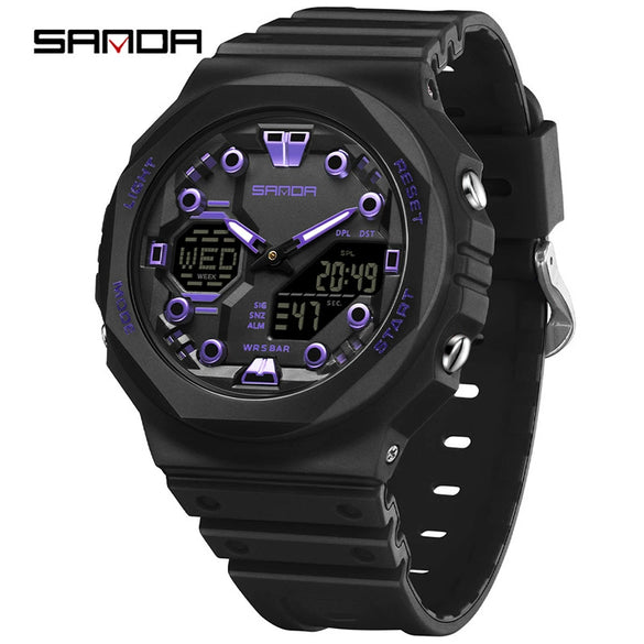 Multifunctional Waterproof Electronic Watch For Senior High School Students Abs Case Tpu Strap Acrylic Mirror Round Dial