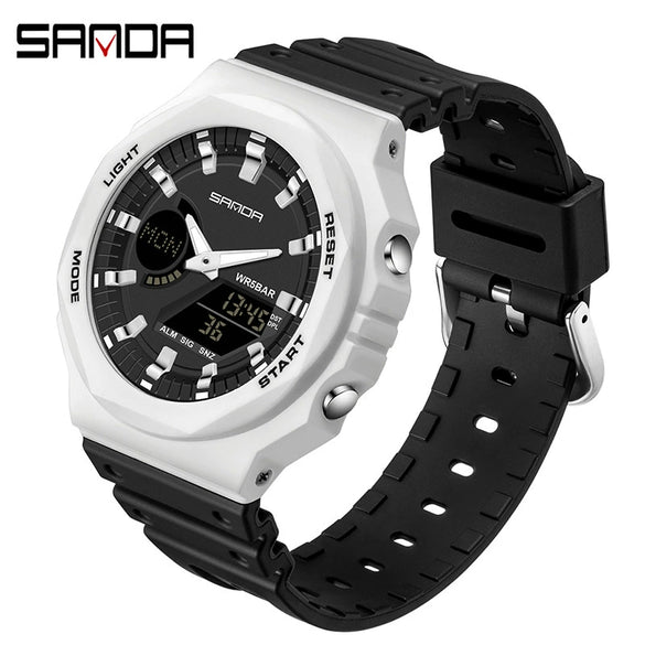 Multifunctional Waterproof Electronic Watch For Senior High School Students Abs Case Tpu Strap Acrylic Mirror Round Dial