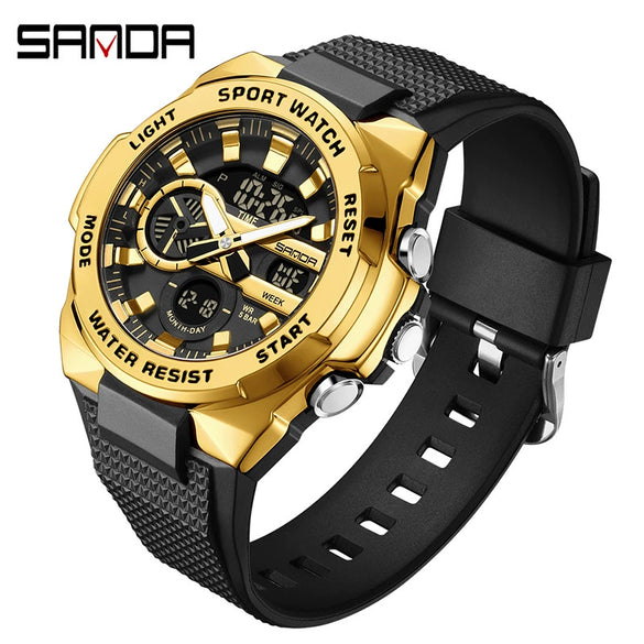 Multifunctional Waterproof Electronic Watch Round Dial Zinc Alloyabs Case Tpu Strap Chic Style For Students