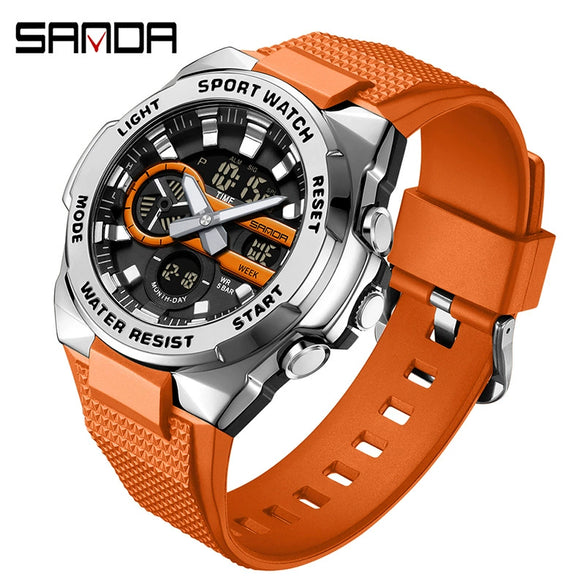 Multifunctional Waterproof Electronic Watch Round Dial Zinc Alloyabs Case Tpu Strap Chic Style For Students