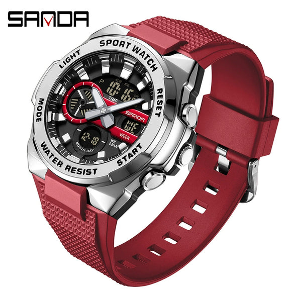 Multifunctional Waterproof Electronic Watch Round Dial Zinc Alloyabs Case Tpu Strap Chic Style For Students