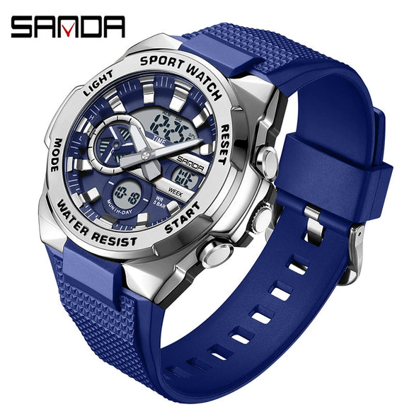 Multifunctional Waterproof Electronic Watch Round Dial Zinc Alloyabs Case Tpu Strap Chic Style For Students