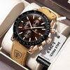 Multifunctional Waterproof Luminous Men's Alloy Leather Quartz Watch With Round Dial And Pin Buckle