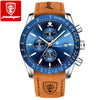 Multifunctional Waterproof Luminous Men's Alloy Leather Quartz Watch With Round Dial And Pin Buckle
