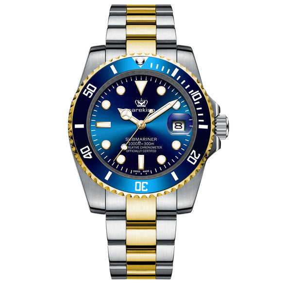 Multifunctional Waterproof Luminous Men's Watch Alloy Case Stainless Steel Strap Round Dial