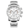 Multifunctional Waterproof Luminous Quartz Men's Watch Alloy Case Stainless Steel Strap Mineral Strengthened Glass Mirror Round Dial