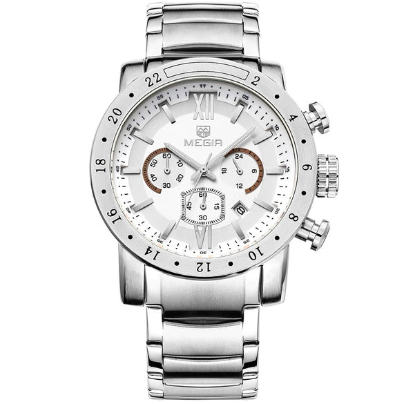 Multifunctional Waterproof Luminous Quartz Men's Watch Alloy Case Stainless Steel Strap Mineral Strengthened Glass Mirror Round Dial