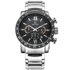 Multifunctional Waterproof Luminous Quartz Men's Watch Alloy Case Stainless Steel Strap Mineral Strengthened Glass Mirror Round Dial