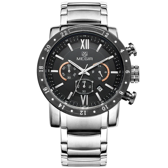 Multifunctional Waterproof Luminous Quartz Men's Watch Alloy Case Stainless Steel Strap Mineral Strengthened Glass Mirror Round Dial