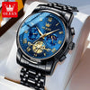 Multifunctional Waterproof Luminous Quartz Men's Watch With Round Dial Steel Strap And Stainless Steel Case Fashion Style