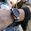 Multifunctional Waterproof Quartz Men's Watch With Rhombus Dial Leather And Solid Steel Strip Strap Alloy Case And Mineral Strengthened Mirror