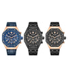 Multifunctional Waterproof Quartz Men's Watch With Rhombus Dial Leather And Solid Steel Strip Strap Alloy Case And Mineral Strengthened Mirror