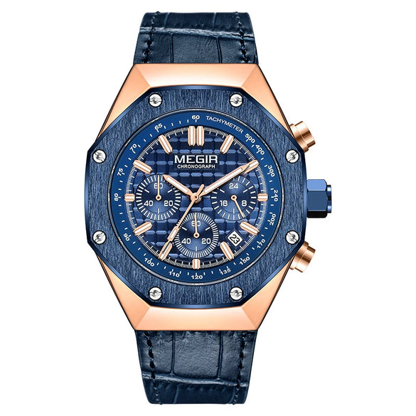 Multifunctional Waterproof Quartz Men's Watch With Rhombus Dial Leather And Solid Steel Strip Strap Alloy Case And Mineral Strengthened Mirror