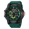 Multifunctional Waterproof Sports Watch For Men Resin Case Pu Strap Geometric Style Round Dial