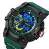 Multifunctional Waterproof Sports Watch For Men Resin Case Pu Strap Geometric Style Round Dial