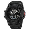 Multifunctional Waterproof Sports Watch For Men Resin Case Pu Strap Geometric Style Round Dial