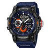 Multifunctional Waterproof Sports Watch For Men Resin Case Pu Strap Geometric Style Round Dial